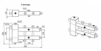 Гидрострелка с коллектором Zota, горизонтальная, 3 контура, до 70 кВт