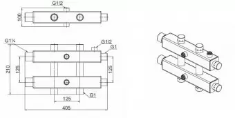 Распределительный коллектор горизонтальный Zota на 5 выходов, до 70 кВт