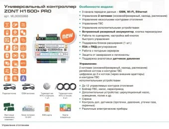 Универсальный контроллер Zont H1500+ PRO