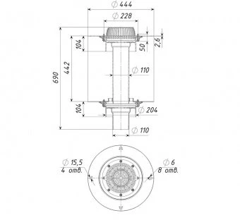 Кровельная воронка ТП-09.У.100