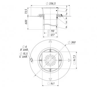Воронка кровельная ТП-03.100/6