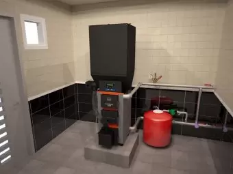 Пеллетный котел Куппер ПРО-28 с пеллетной горелкой Комфорт-26 и бункером 350 л