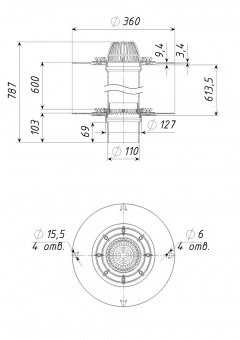 Кровельная воронка ТП-09.100