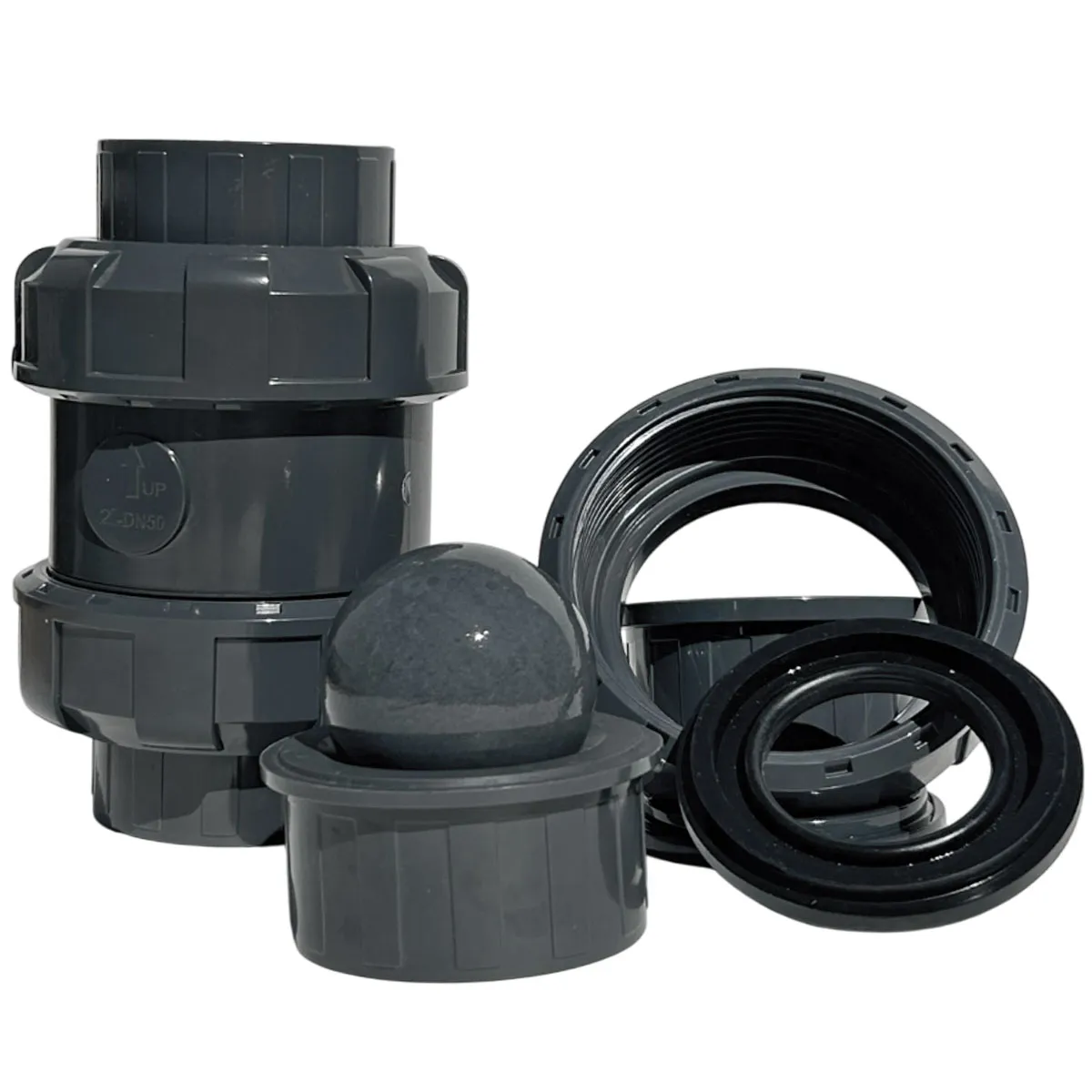 Обратный клапан шаровый клеевой d63 мм, уплотнение EPDM