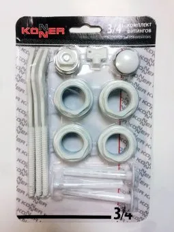 Набор комплектующих для радиатора 3/4" Konner, с кронштейнами