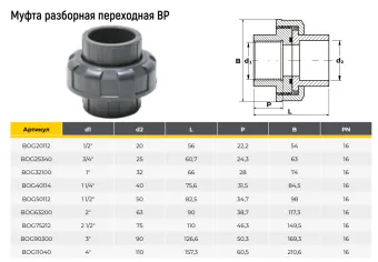 Муфта разборная переходная ВР d50×1-1/2"